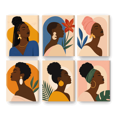6 Mini Paintings | Golden Locs Set - Schilder Op Nummers