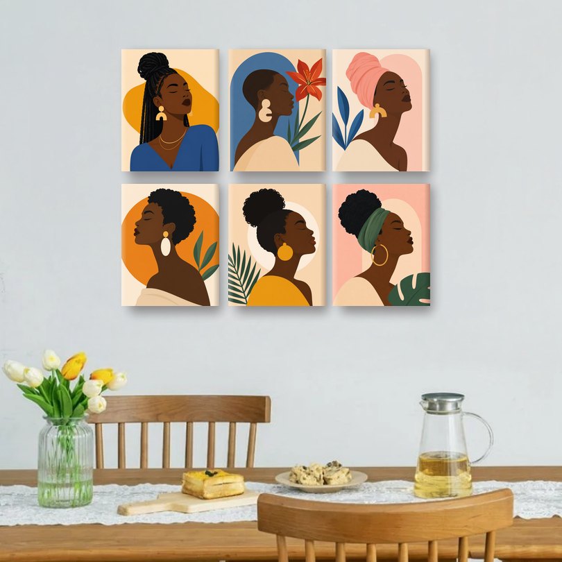 6 Mini Paintings | Golden Locs Set