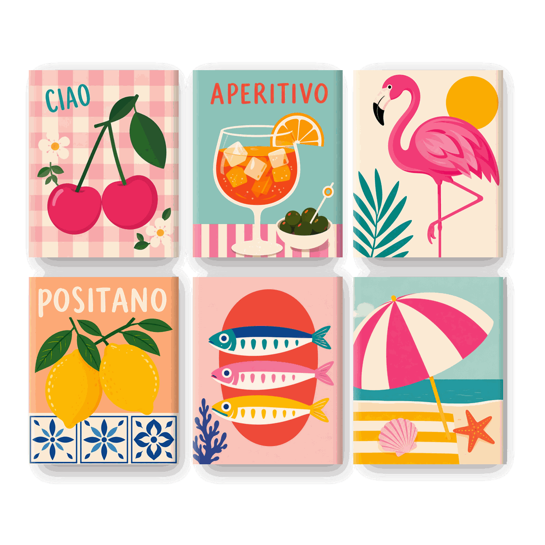 6 Mini Paintings | Ciao Cherries Set - Schilder Op Nummers