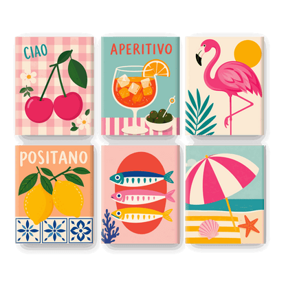 6 Mini Paintings | Ciao Cherries Set - Schilder Op Nummers