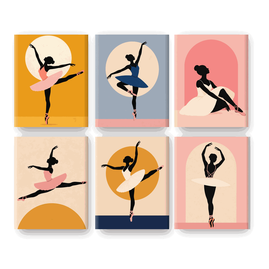 6 Mini Paintings | Ballet Silhouet Set