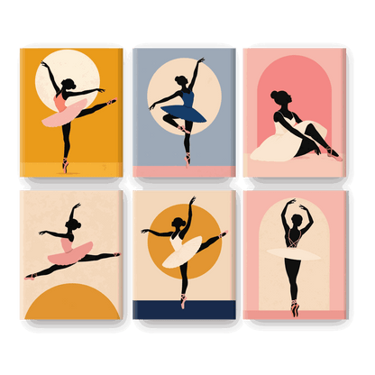 6 Mini Paintings | Ballet Silhouet Set