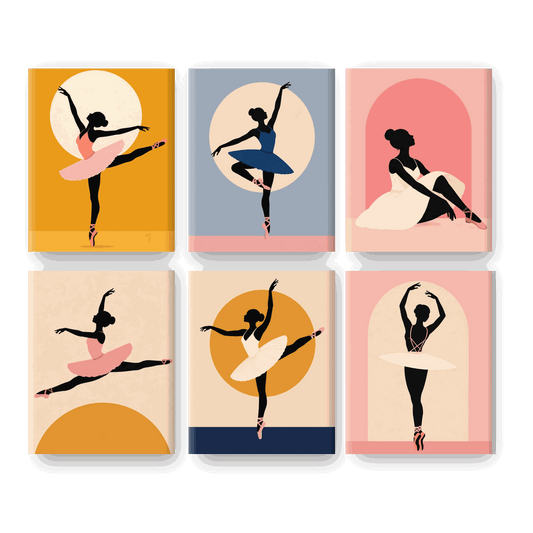 6 Mini Paintings | Ballet Silhouet Set