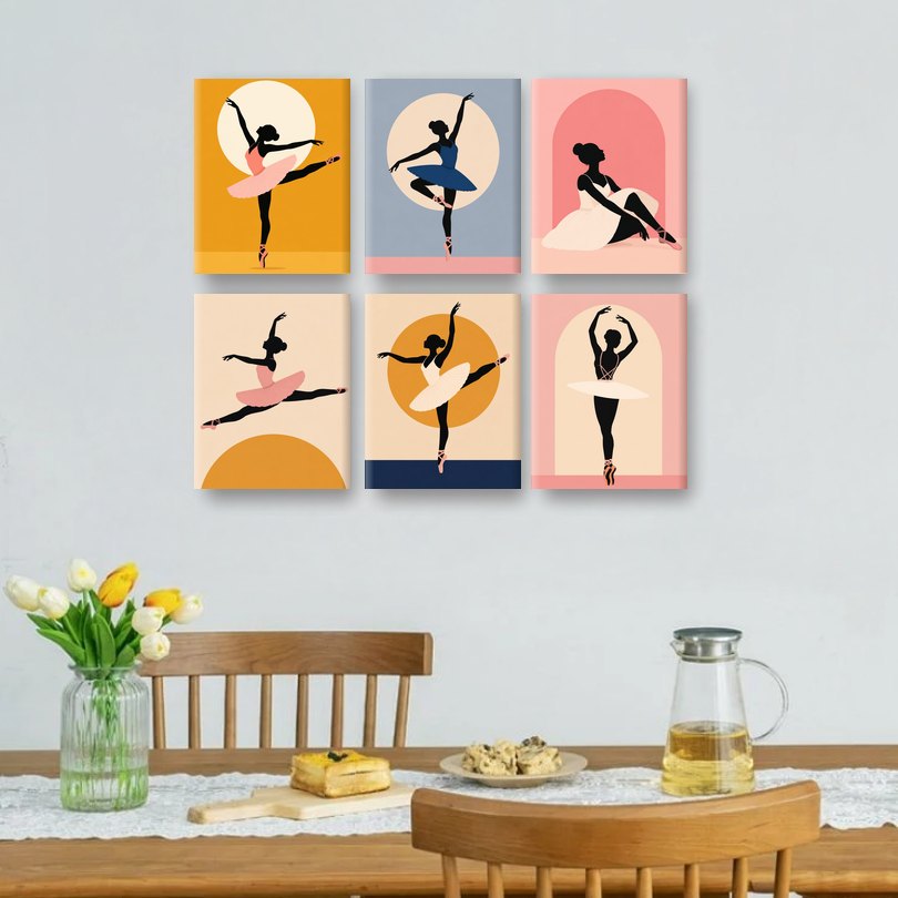 6 Mini Paintings | Ballet Silhouet Set