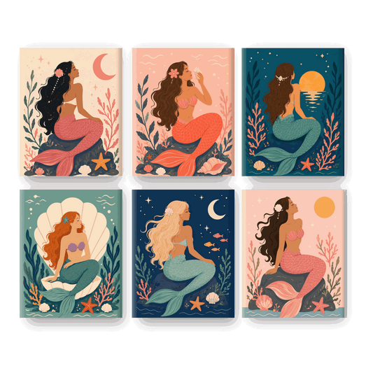 6 Mini Paintings | Zeemeerminnen Set - Schilder Op Nummers