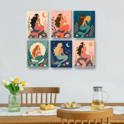 6 Mini Paintings | Zeemeerminnen Set