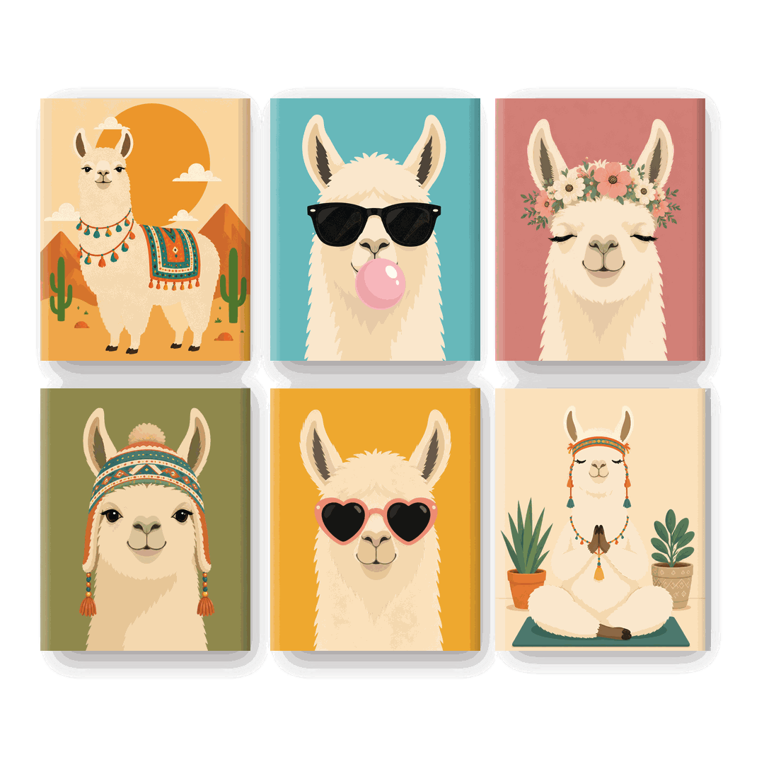 6 Mini Paintings | Lama Set - Schilder Op Nummers