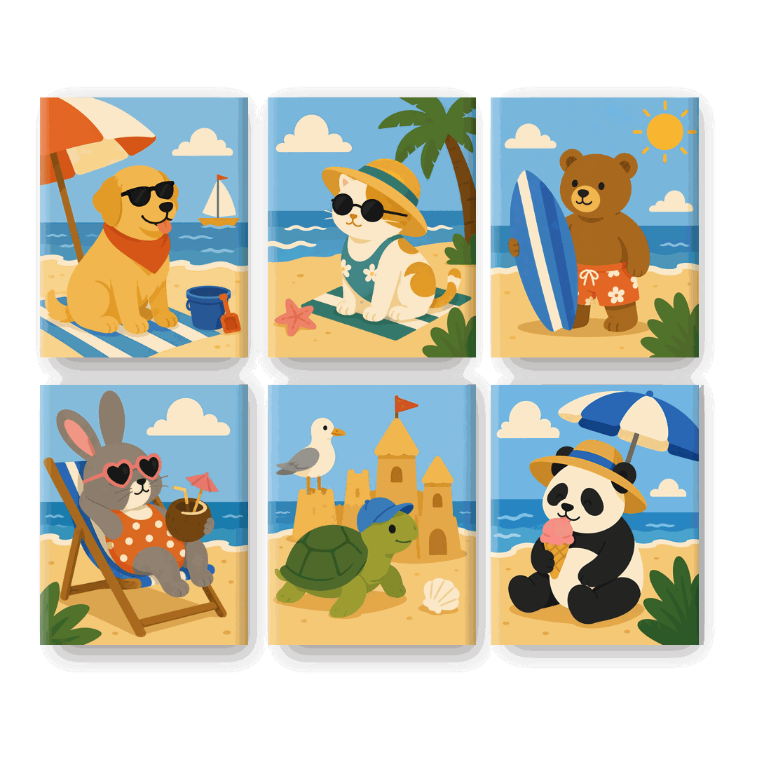 6 Mini Paintings | Gouden Strand Set