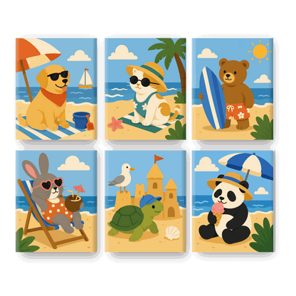 6 Mini Paintings | Gouden Strand Set