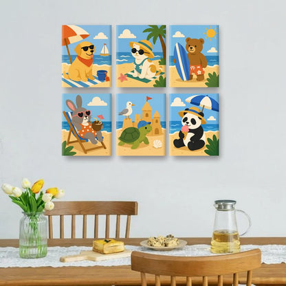 6 Mini Paintings | Gouden Strand Set