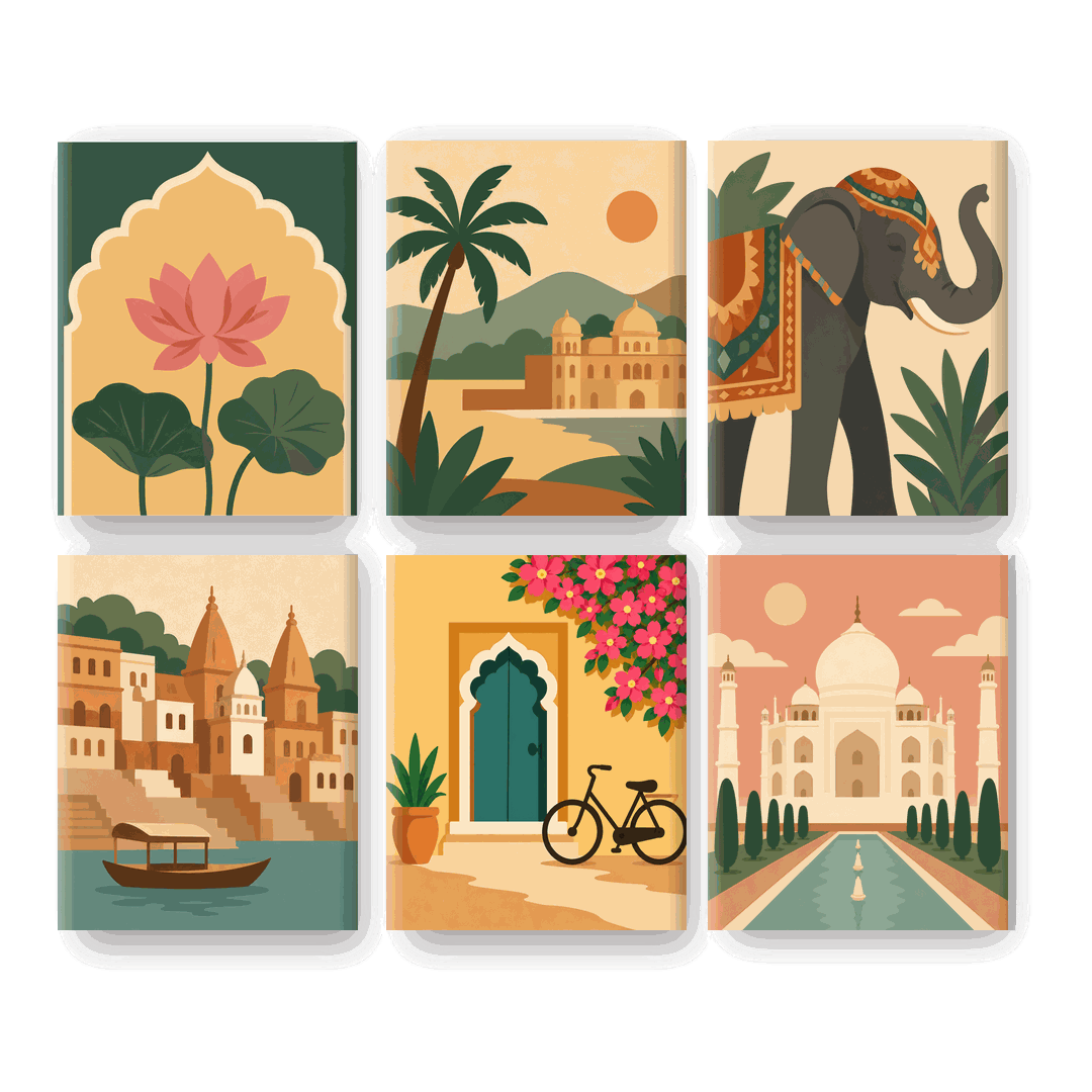 6 Mini Paintings | Heilige Lotus Set - Schilder op nummers