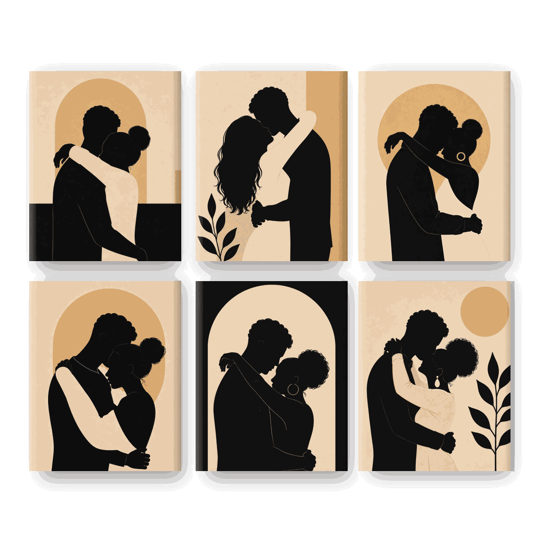 6 Mini Paintings | Liefdes Omhelzing Set - Schilder Op Nummers