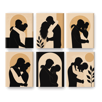 6 Mini Paintings | Liefdes Omhelzing Set - Schilder Op Nummers
