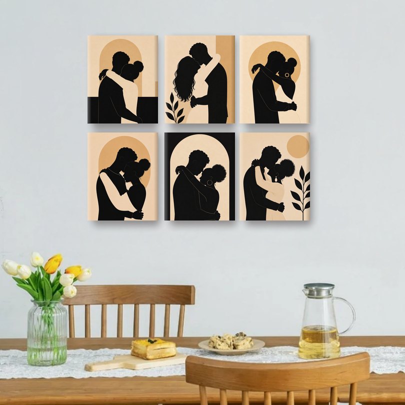 6 Mini Paintings | Liefdes Omhelzing Set