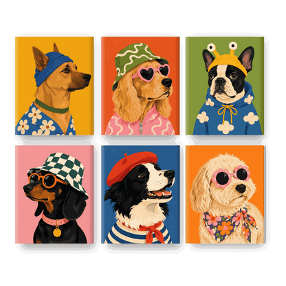 6 Mini Paintings | Streetwear Hond Set - Schilder Op Nummers