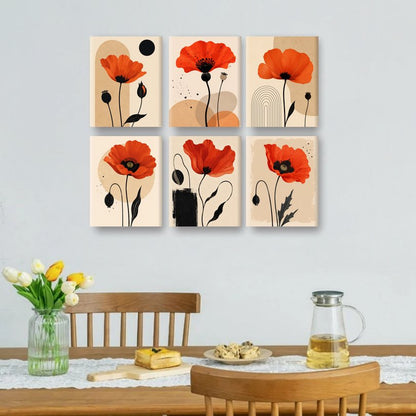 6 Mini Paintings | Rode Klaproos Set