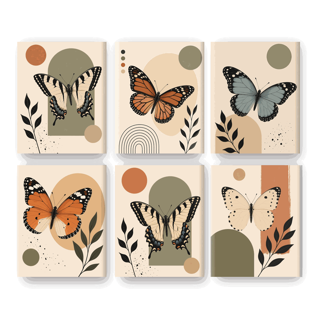 6 Mini Paintings | Koninginnepage Vlinder Set - Schilder Op Nummers