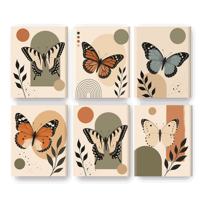 6 Mini Paintings | Koninginnepage Vlinder Set - Schilder Op Nummers