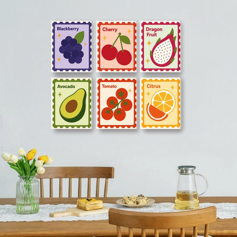 6 Mini Paintings | Fruit Stempels Set