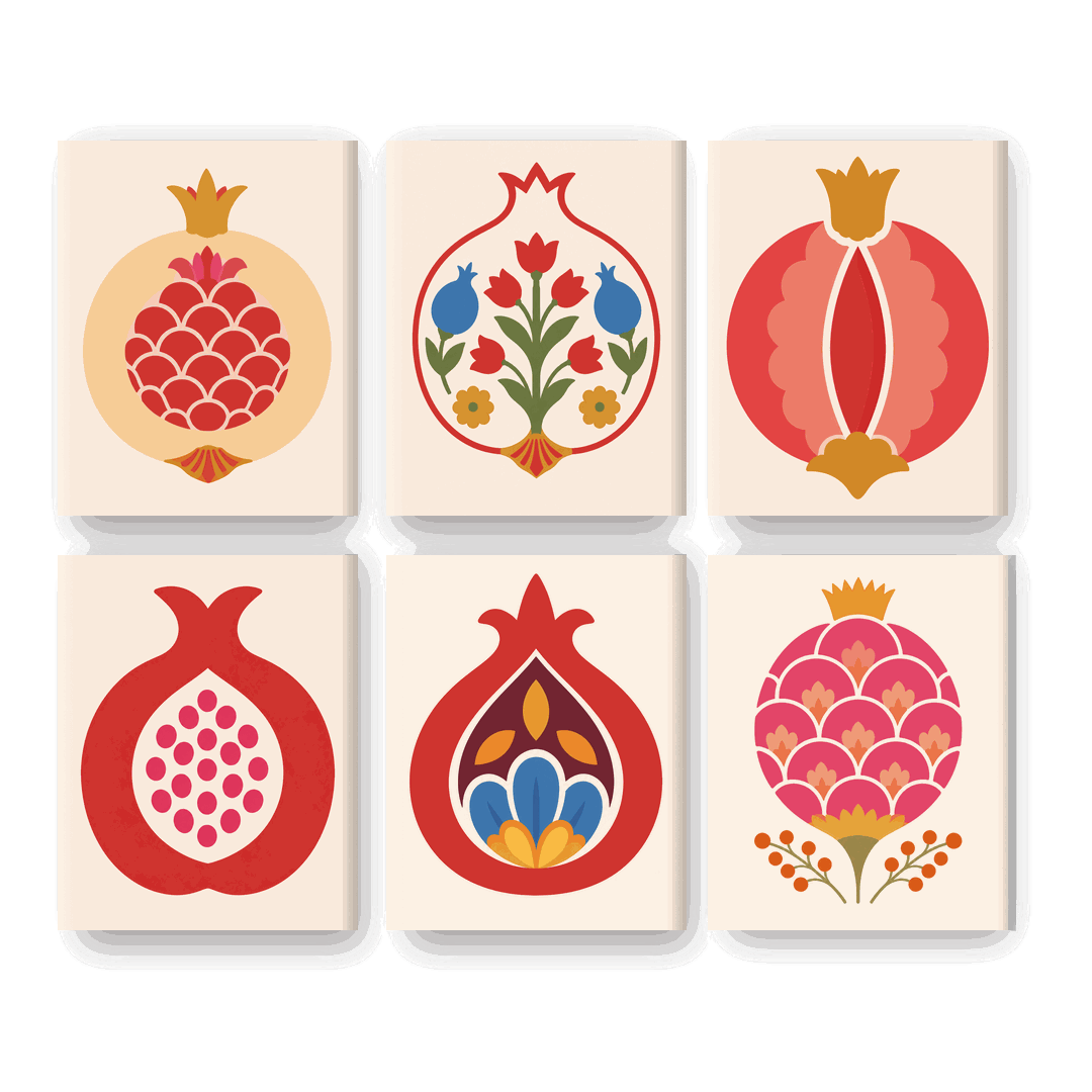 6 Mini Paintings | Granaatappels Set - Schilder Op Nummers