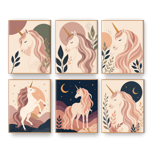 6 Mini Paintings | Boho Eenhoorn Set