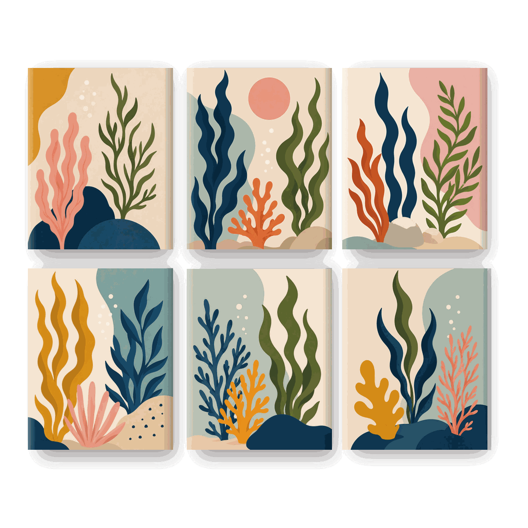 6 Mini Paintings | Oceaan Botanicals Set