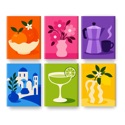 6 Mini Paintings | Kleurrijke Vibes Set
