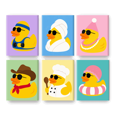 6 Mini Paintings | Eenden Feest Set