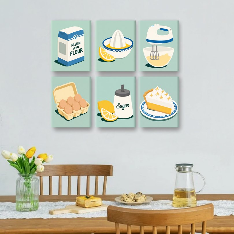6 Mini Paintings | Citroen Merengue Taart Set