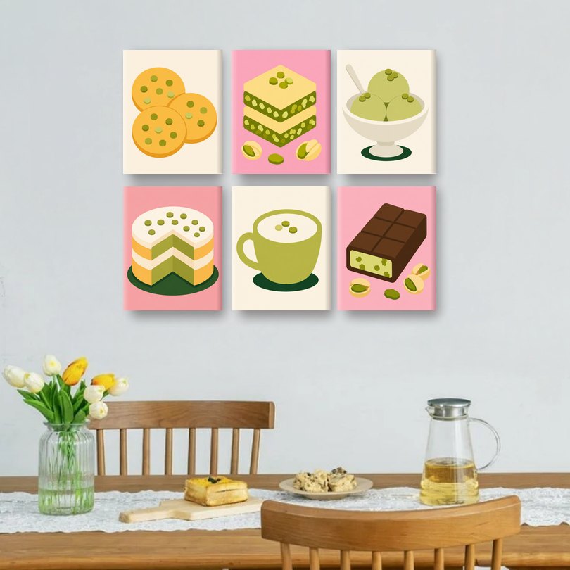 6 Mini Paintings | Pistache Set