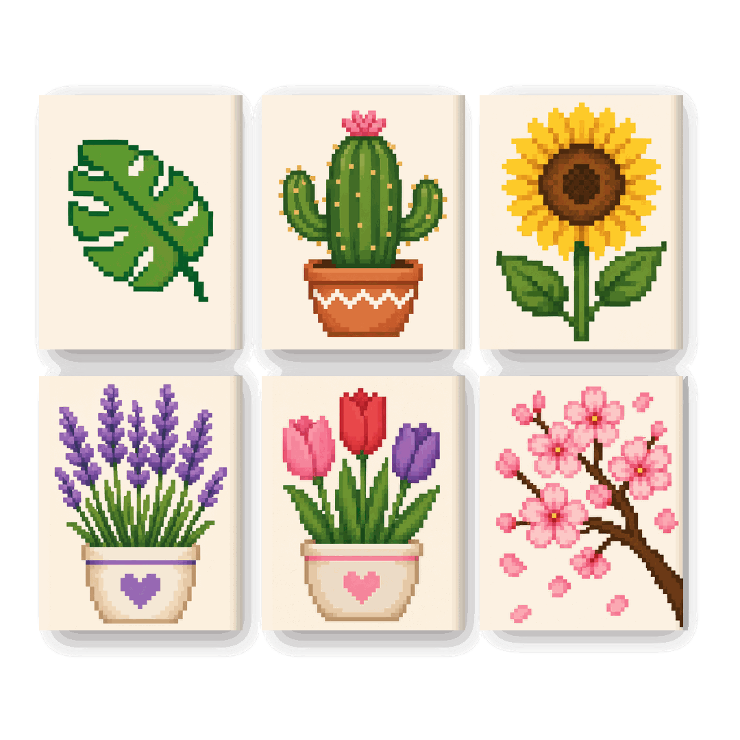 6 Mini Paintings | Pixel Bloemen Set