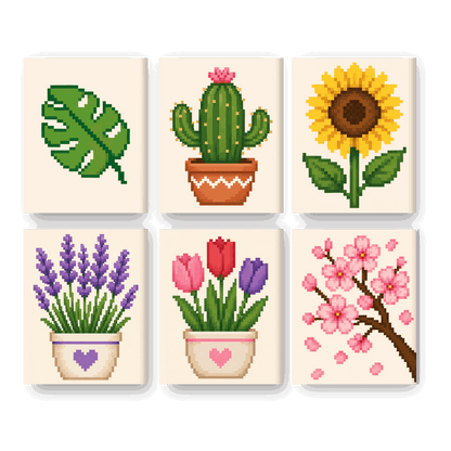 6 Mini Paintings | Pixel Bloemen Set