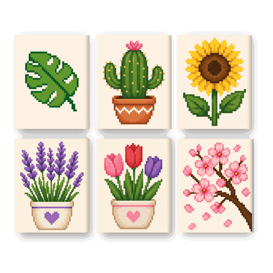 6 Mini Paintings | Pixel Bloemen Set