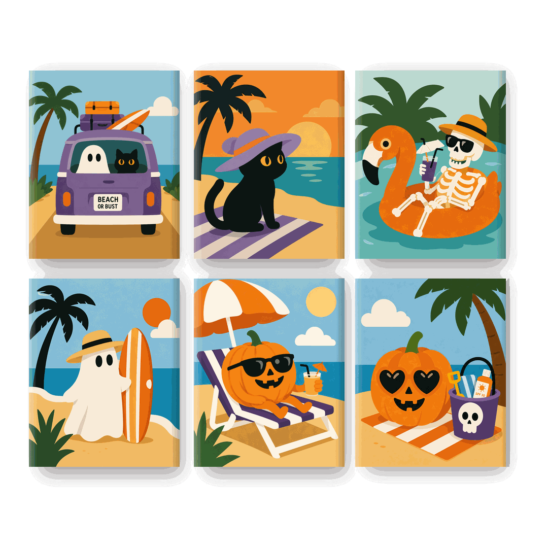 6 Mini Paintings | Summerween Set