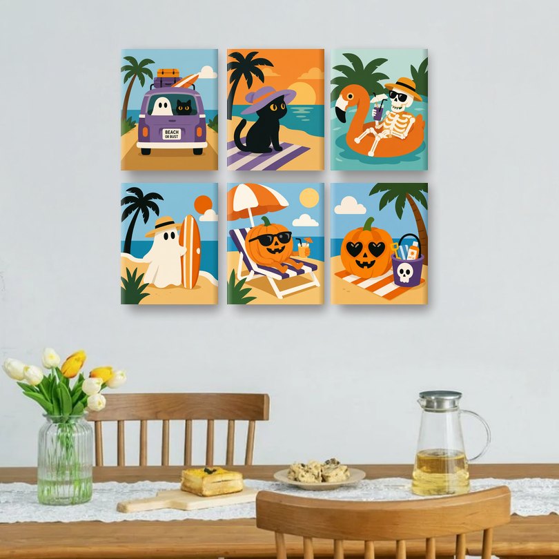 6 Mini Paintings | Summerween Set