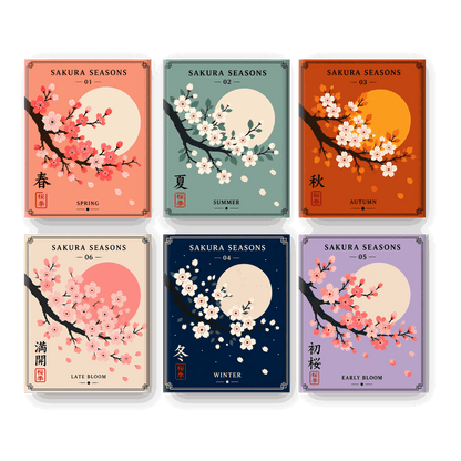 6 Mini Paintings | Sakura Seizoenen Set - Schilder Op Nummers