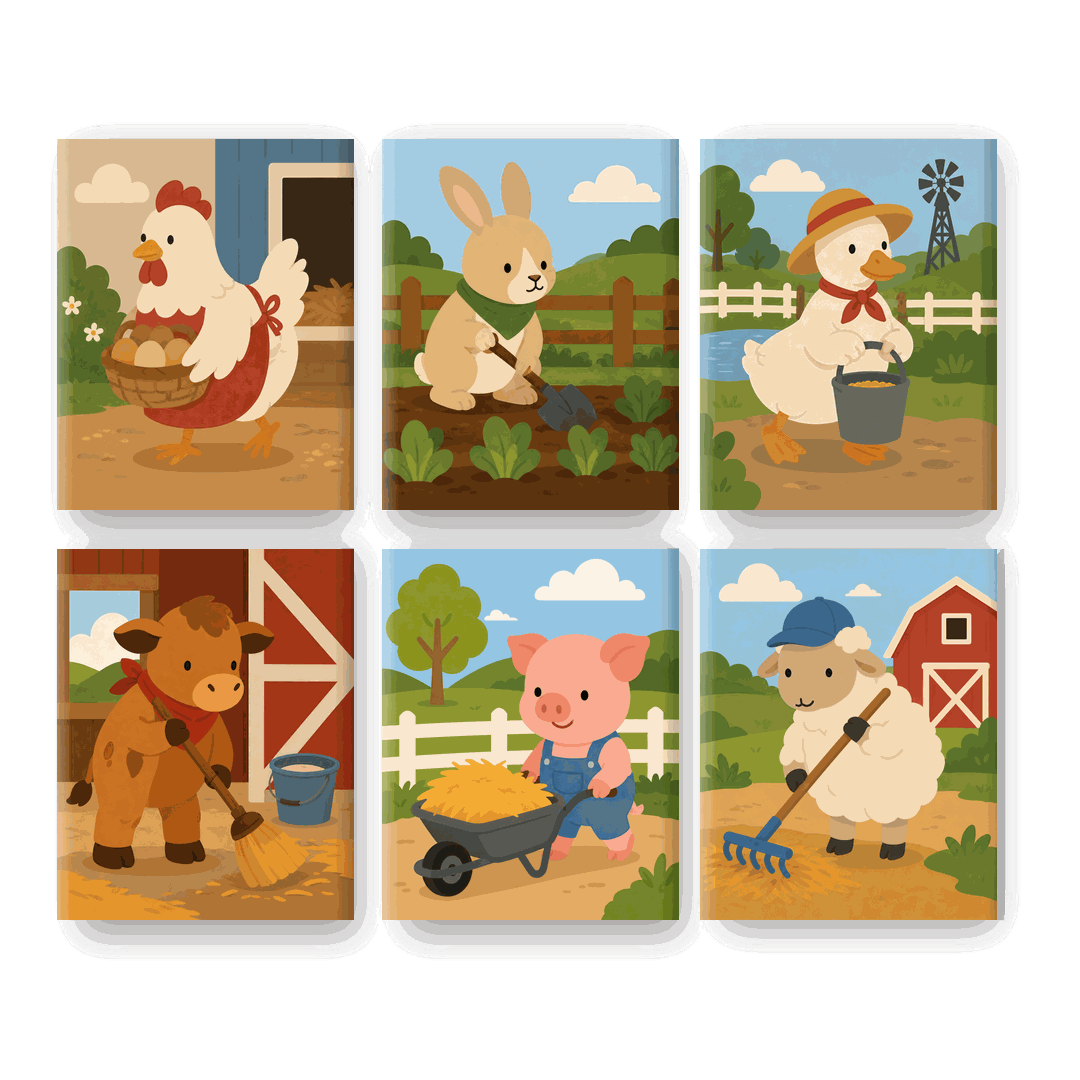 6 Mini Paintings | Gelukkige Kip Set