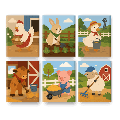 6 Mini Paintings | Gelukkige Kip Set