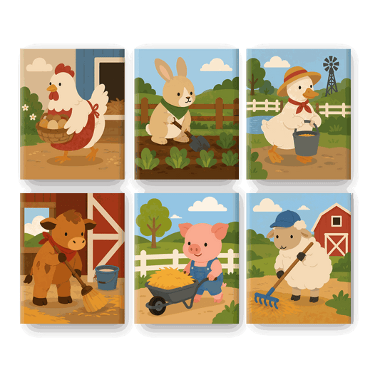 6 Mini Paintings | Gelukkige Kip Set