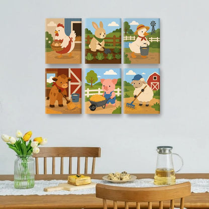 6 Mini Paintings | Gelukkige Kip Set