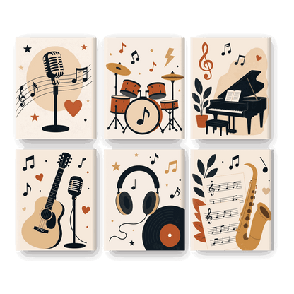 6 Mini Paintings | Vintage Muziek Set
