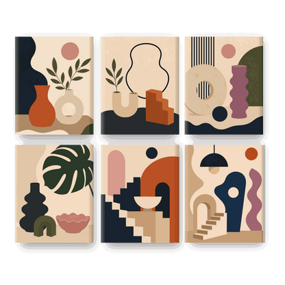 6 Mini Paintings | Boho Vazen Set