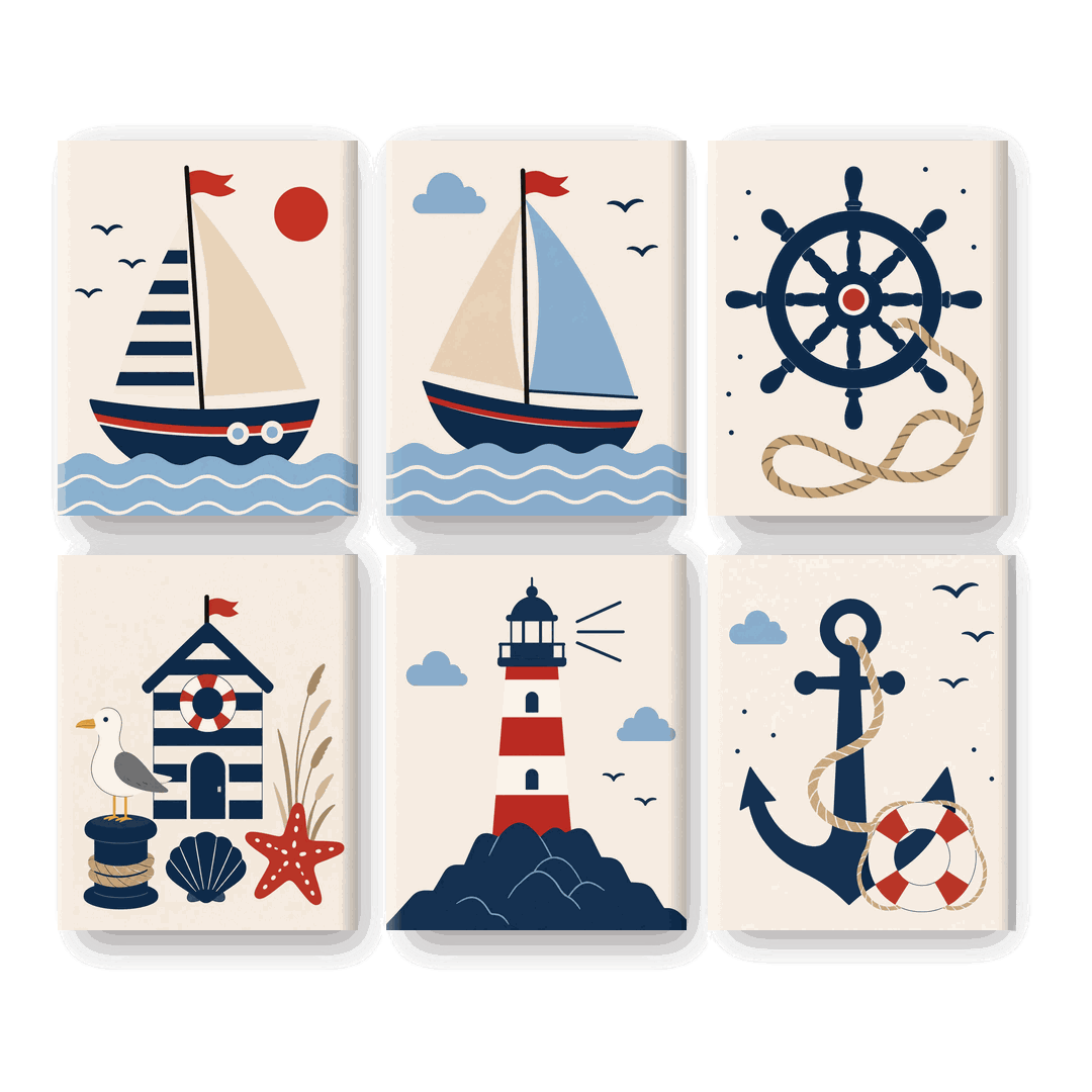 6 Mini Paintings | Nautisch Set