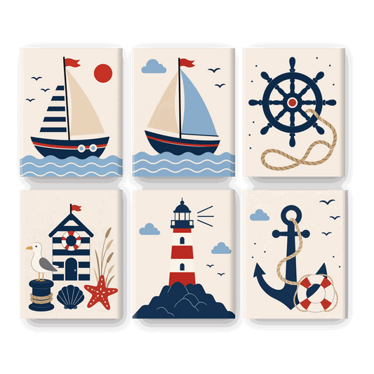 6 Mini Paintings | Nautisch Set