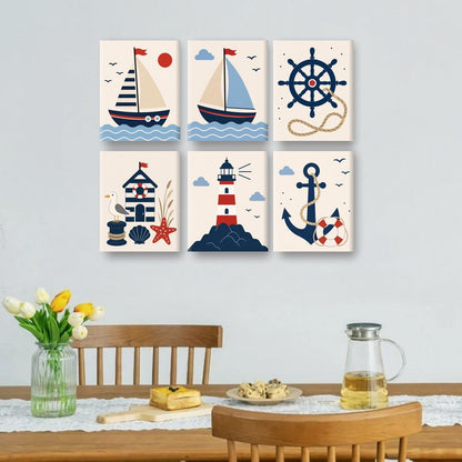 6 Mini Paintings | Nautisch Set