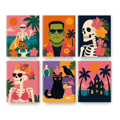 6 Mini Paintings | Halloween in de Zomer Set - Schilder Op Nummers