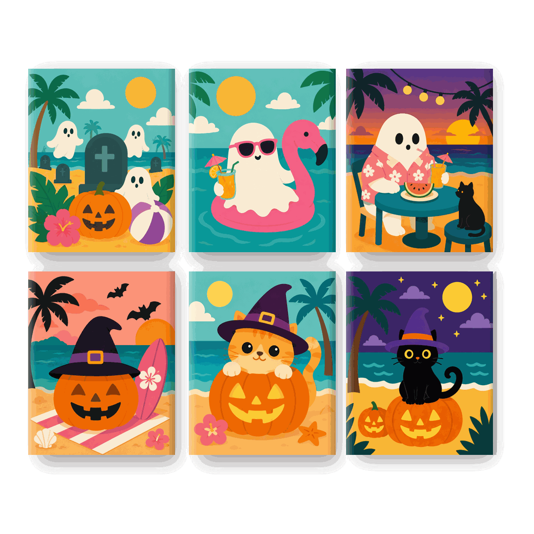 6 Mini Paintings | Spooky Zomer Set