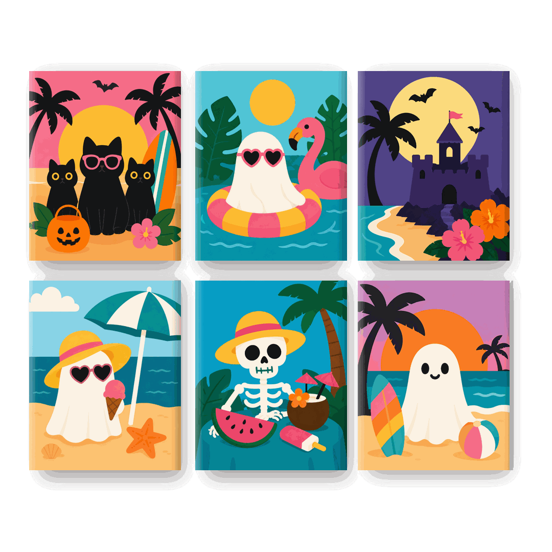 6 Mini Paintings | Spooky Summerween Set - Schilder Op Nummers
