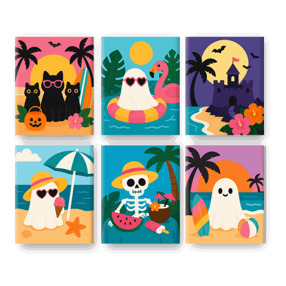 6 Mini Paintings | Spooky Summerween Set - Schilder Op Nummers