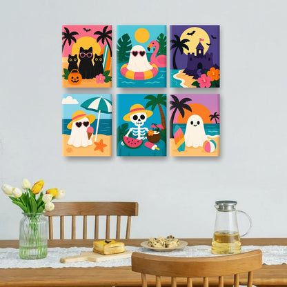 6 Mini Paintings | Spooky Summerween Set